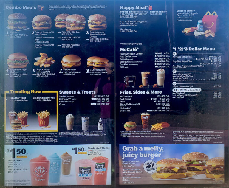 Mcdonalds Drive Thru Menu With Prices