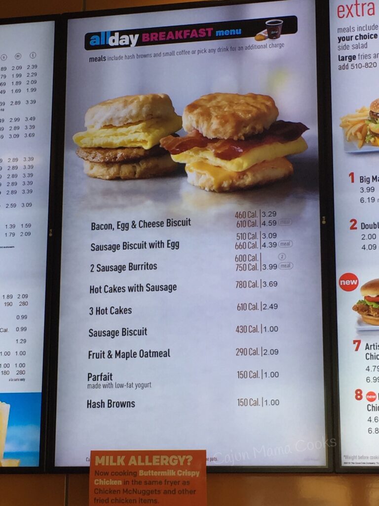 Mcdonalds Meals Menu With Prices