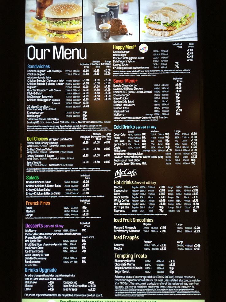 Mcdonalds Uk Menu With Prices